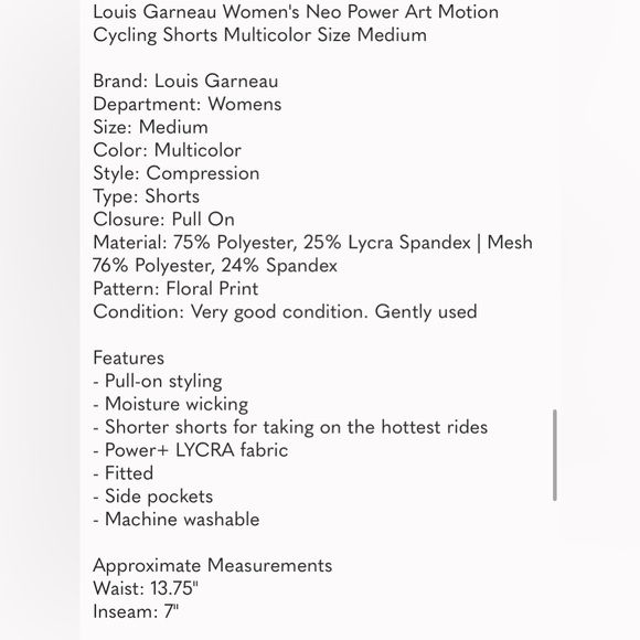 Louis Garneau Women's Neo Power Art Motion Cycling Shorts Multicolor Size Medium - Picture 9 of 9